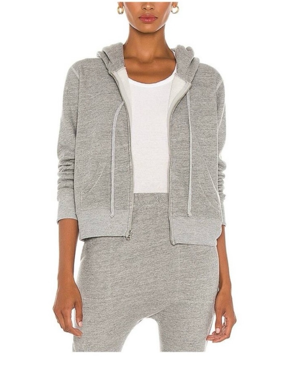 Nili Lotan 'Callie' grey cotton zip-up hoodie.